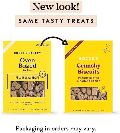 Bocce's Bakery PB & Banana Flavor Crunchy Biscuits Dog Treats, 14 oz