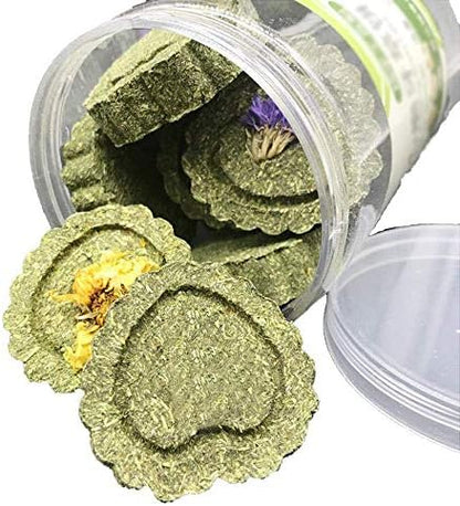 Bunny Chew Toys for Teeth, Natural Pet Chew Toy Hand Made Timothy Hay Cakes for Chinchilla Guinea Pig Hamsters Holland Lop Prairie Dogs Squirrels Gerbils Rabbit Chewing & Molar Teeth, 9.5oz