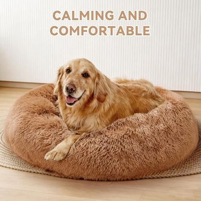 Medium Dog Bed, Washable Plush Donut Dog Bed, 28 Inch