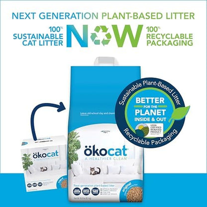 ökocat Original Natural Wood Clumping Cat Litter, Odor Control 18.8 lbs