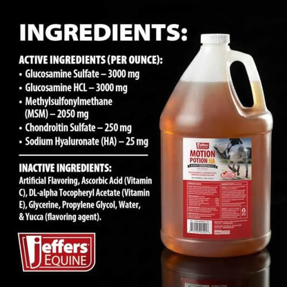 Jeffers Motion Potion Joint Supplement Liquid with HA for Horses | 1 Gallon