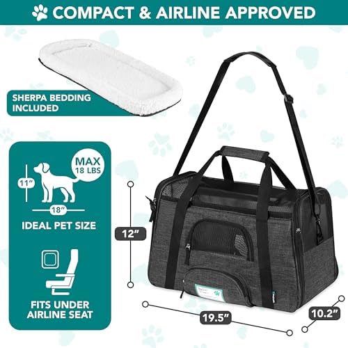 PetAmi Airline Approved Pet Carrier Cats Small Dogs, Large Heather Charcoal