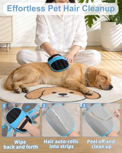 2 Pack Pet Hair Removal Glove, Five-Finger Tool for Dogs and Cats