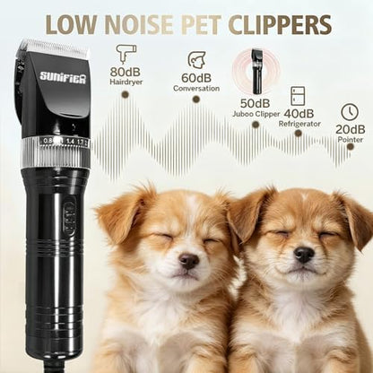 Professional Dog Grooming Clippers for Thick Coat - Dog Hair Trimmer for Grooming Kit- Sheep Shears for Thick Hair – Pet Grooming Clippers for Dogs, Cats, Sheeps, Horse (Black)
