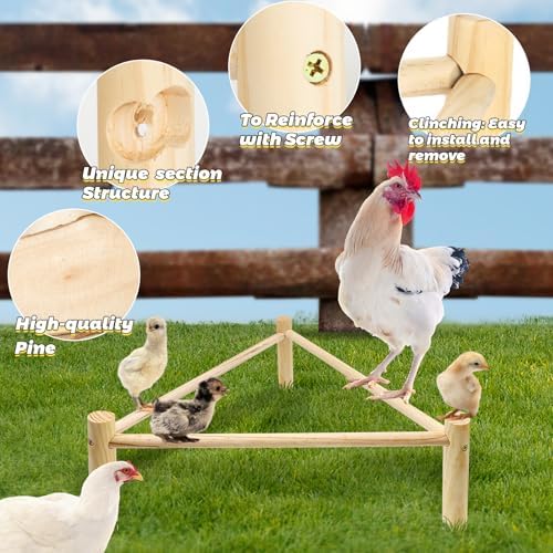 Chicken Perch for Coop & Brooder, Pine Wooden Chicken Roosting Bars (2 PCS)