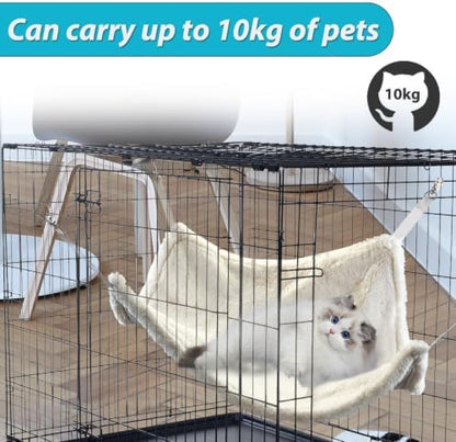 Andiker Cat Hammock, Reversible Cat Cage Hammock with Metal Hooks for Cats for Sleeping and Playing, 14.56 * 11.81 Inches Double-Sided Hanging Kitten Bed to Hang in Cages or Under Chairs (Small)