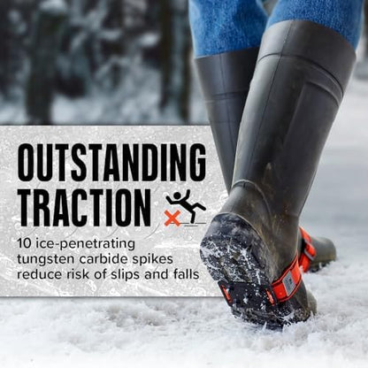 K1 Mid-Sole Ice Cleats for Men & Women - Rotatable Traction Aids for Winter Snow - Hi Vis - High Profile