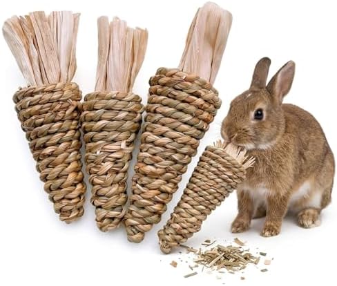 Milisten 4 pcs Hamster Molar Toys Bite Resistant Chew Bunny Toys for Teeth Grinding Rabbit Grinding Toy Set for Hamsters Guinea Pigs and Chinchillas Small Animal Toys