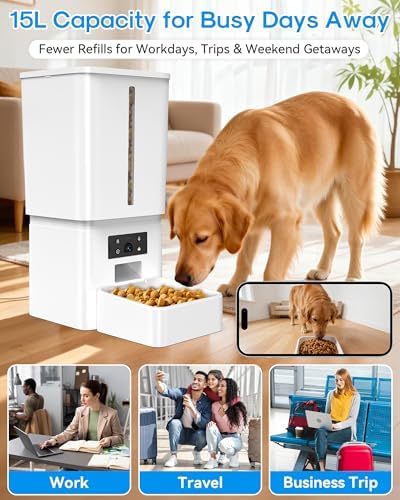 Gwozn Automatic Dog Feeder Large Breed: 15L/63-Cup Capacity for 23mm Kibble