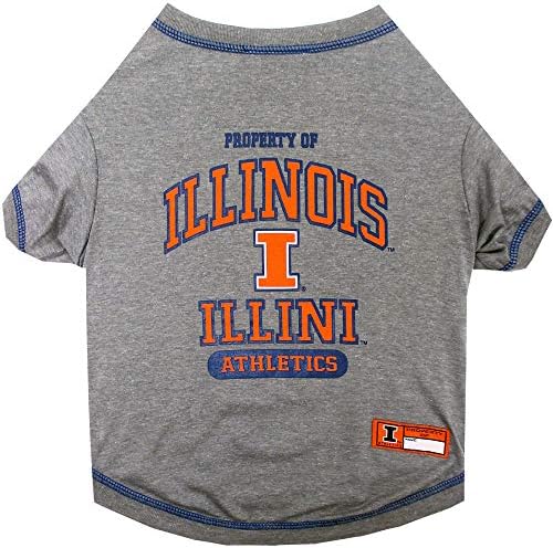 Pets First Collegiate ILLINOIS FIGHTING ILLINI Dog T-Shirt, Medium. - Licensed Shirt for Pets Team Colored with Team Logos.- Premium Stretchable Materials for the Comfrot of your Dog & Cat.