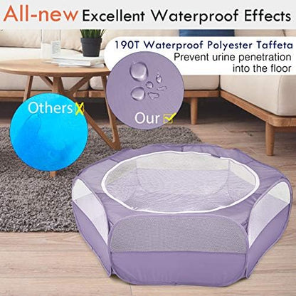 Pawaboo Small Animal Playpen with Zippered Cover, Purple