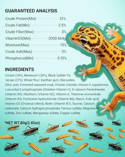 Crested Geckoe Reptile Food-Cricket Puree for Insect-Eating Reptiles, Gut-Loaded, Nutrient-Rich 2.82 oz