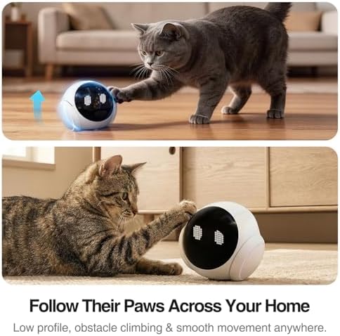 Smart Mobile Pet Camera Robot for Home Indoor, Movable 1080P Monitoring Dog and Cats, 2-Way Talk, Night Vision, Battery-Powered with Phone App Control