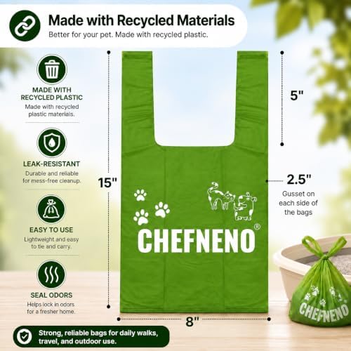 Cat Litter Waste Bags (500 ct., Green) Bulk Dog Poop Bags with Easy Tie Handles Lavender Scented Cat Litter Poop Diaper Bag Disposable Sanitary Pad Waste Bags (500 Bags)