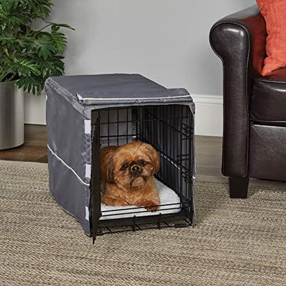 New World Midwest Homes for Pets XS Dog Crate Cover, Polyester Privacy Kennel Cover Fits Most 22-inch Crates, Light Gray, Machine Washable, Reduces Barking & Chewing