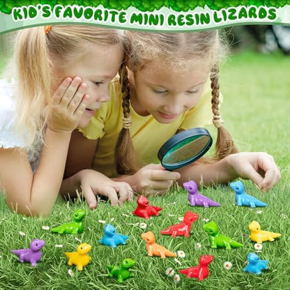 100PCS Mini Resin Lizards Colorful Tiny Lizard Bulk for Micro Garden