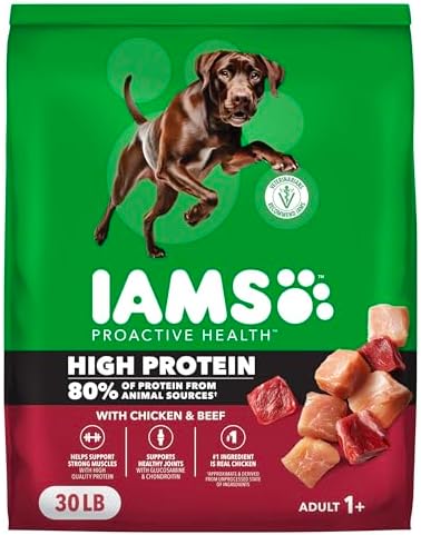 IAMS Proactive Health High Protein Dry Dog Food, Chicken & Beef, 30 lb