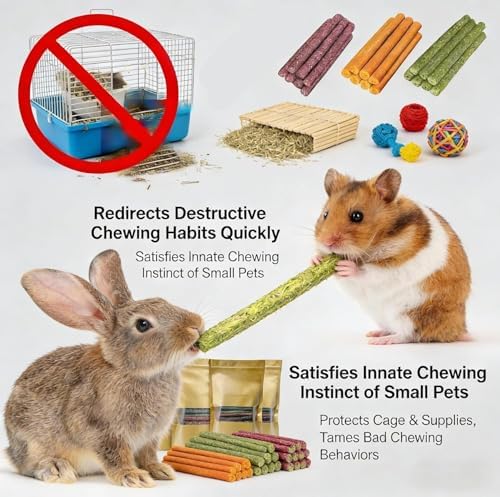Chew Treat Rabbit Toys for Teeth Health, Natural Bunny Enrichment Toys for Boredom & Stress Relief, Keep Busy Toys for Guinea Pig Chinchilla Hamster Rat Gerbil Degu (29Pcs 5 Flavors)