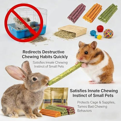 Chew Treat Rabbit Toys for Teeth Health, Natural Bunny Enrichment Toys for Boredom & Stress Relief, Keep Busy Toys for Guinea Pig Chinchilla Hamster Rat Gerbil Degu (29Pcs 5 Flavors)