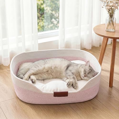 YOUDENOVA Cat Bed, Stimulicat Handwoven Cat Basket with Cushion