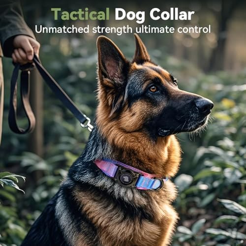 2026 Upgrade Waterproof Tactical AirTag Dog Collar, Built in AirTag Holder
