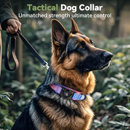 2026 Upgrade Waterproof Tactical AirTag Dog Collar, Built in AirTag Holder