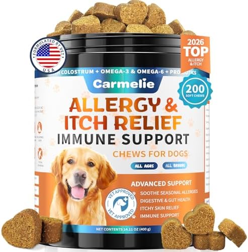 Carmelie Dog Allergy Relief Chews, Dog Itching Skin Relief 200 Ct, Chicken