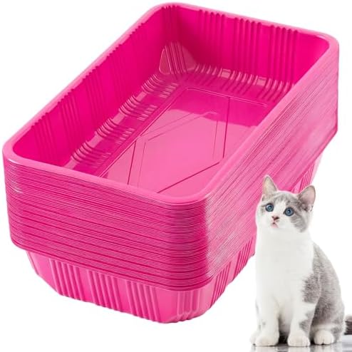 Tessco for You 60 Pack Disposable Litter Boxes for Cats,Rose Red