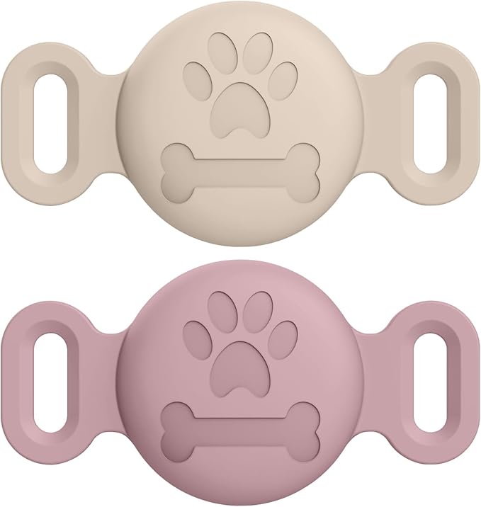 Vancle at Case for Dog Collar, Waterproof Apple Air Tag Protective Holder GPS Tracking Finder for Pet, Silicone Case for Dog Collar Cat Loop Holder Pet Accessories