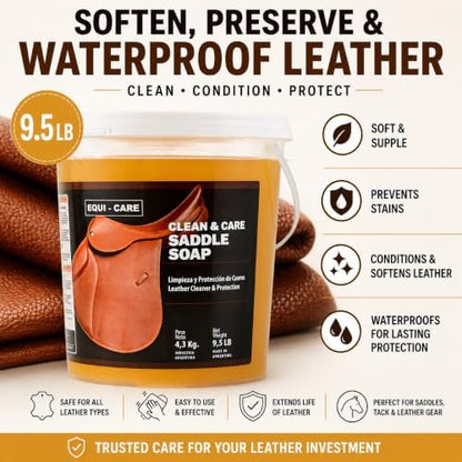 EQUI - CARE: Clean & Care Saddle Soap, Glycerin-Based soap with Added Moisturizers Designed to Clean and Condition Leather. Keep Your Leather tack and Equipment in top Condition.