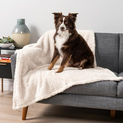 PetAmi Soft Plush Sherpa Dog Blanket for Pet Cat, Medium 29x40, Beige
