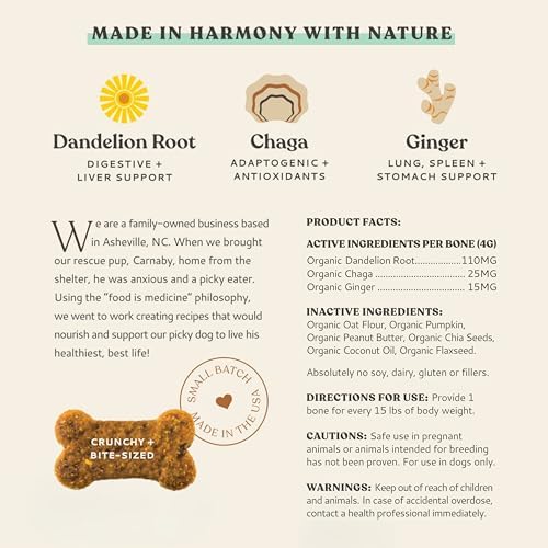 Inner Glow Digestive Dog Treats - Gut Health Support with Prebiotics, Dandelion & Chaga - Vet Formulated for Diarrhea Relief & Immune Support - Organic, Vegan, 2-Pack