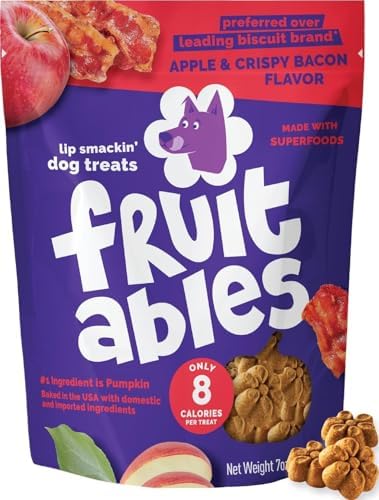 Fruitables Baked Dog Treats, Low Calorie Treats, Apple & Bacon Flavor, 7oz