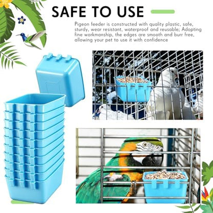 Maxdot 50 Pcs Cage Cups Chicken Feeder 16 oz Food Bowl, Sky Blue
