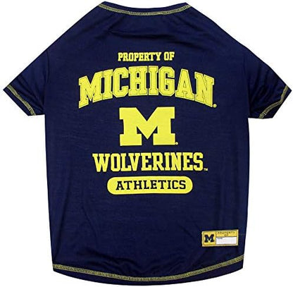 Pets First Collegiate MICHIGAN WOLVERINES Dog T-Shirt, Small. - Licensed Shirt for Pets Team Colored with Team Logos.- Premium Stretchable Materials for the Comfrot of your Dog & Cat.