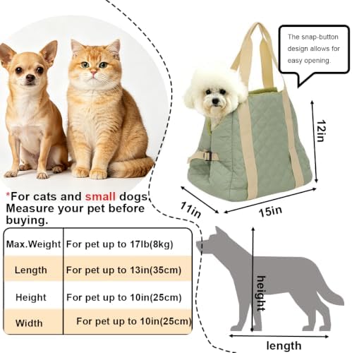 2-in-1 Convertible Pet Carrier & Bed, Soft-Sided Portable Travel Tote with Safety Tether, Pet Car Seat, for Small Dogs & Cats, Soft Plush Inner Lining, Ideal for Car Travel, Shopping