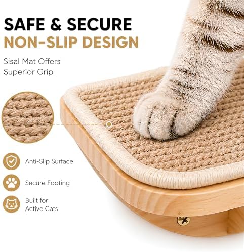 2 Set Wooden Cat Wall Shelves with Sisal Mat, Cat Wall Furniture Steps