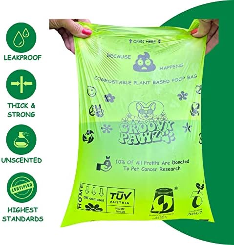 Certified Compostable Dog Poop Bags, 240 Count, Plant Based, Eco Friendly, Extra Strong, Leakproof, No Odor, Pet Supplies