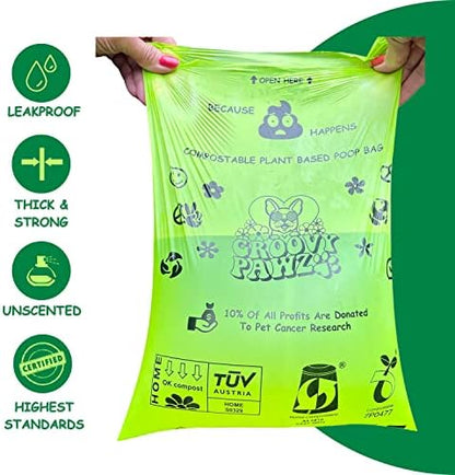 Certified Compostable Dog Poop Bags, 240 Count, Plant Based, Eco Friendly, Extra Strong, Leakproof, No Odor, Pet Supplies