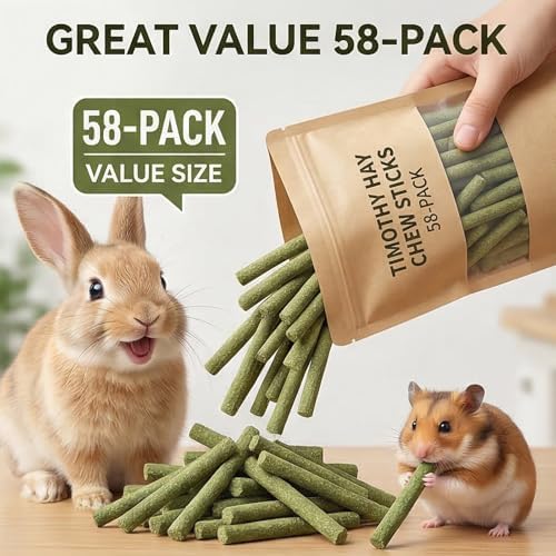 Timothy Hay Sticks 58 Pack Rabbit Chew Toys Guinea Pig Treats