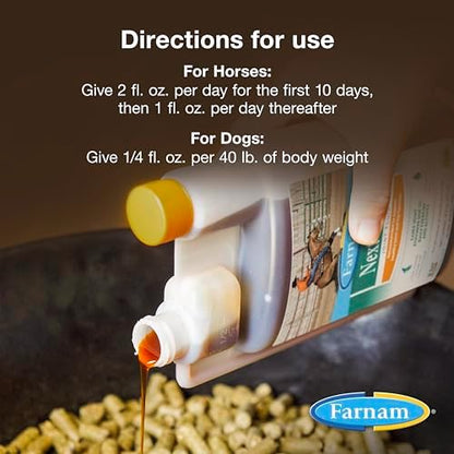 Farnam Next Level Joint Supplement for Horses & Dogs, Helps Maintain Connective Tissue to Ease Stiffness Due to Daily Activity, Joint Supplement for Dogs and Horses, 16 oz, 16-Day Supplyx