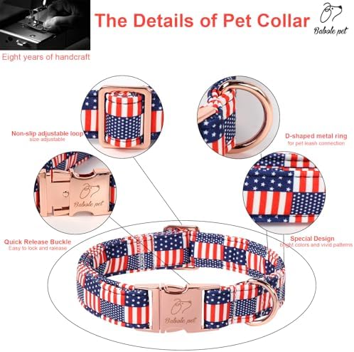 4th of July Dog Collar - US Flag Patriotic Dog Collars for Puppy & Tiny Dogs, Adjustable Independence Day Stars & Stripes American Flag Collar XS