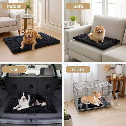 Exsnugy Washable Dog Bed Mat Large Size Fluffy Pet Crate Pad 42x28 XL