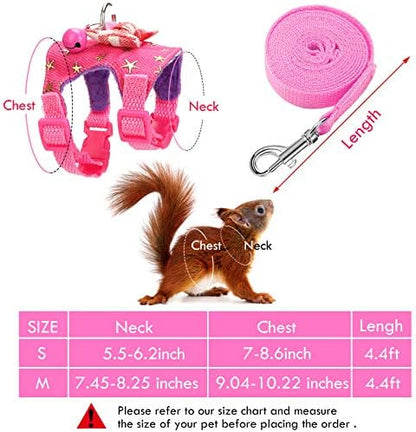 SATINIOR 2 Pieces Small Hamster Harness and Leash Set,M,Pink, Blue