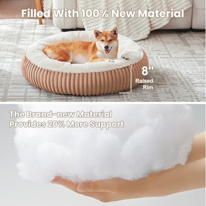 33 inches Calming Donut Dog Bed for Medium Plus Dogs,Mocha