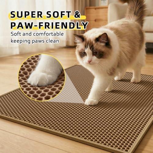 Cat Litter Mat, 30"x24", Waterproof, Easy to Clean (Brown-1Pack)