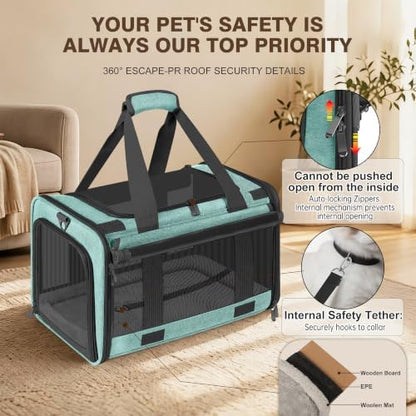 Soft Sided Cat Carrier for Anxious Pets with Privacy Roller Blinds