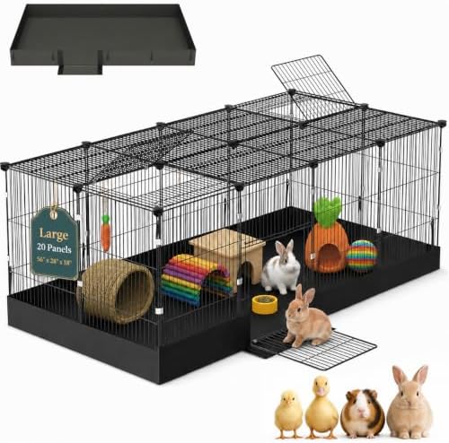 Guinea Pig Cages DIY Small Animal Playpen with Waterproof Liner, Expandable Cage for Guinea Pigs, Metal Wire Yard Fence Rabbit Cage