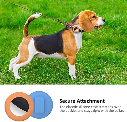 2022 Airtag Cat Collar Holder, Small Air tag Cat Collar Holder Compatible with Apple Airtag GPS Tracker, 2Pack Waterproof Case Cover for Cat Dog Pet Collar Within 3/8 inch (Orange&SkyBlue)