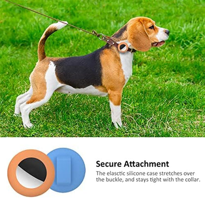 2022 Airtag Cat Collar Holder, Small Air tag Cat Collar Holder Compatible with Apple Airtag GPS Tracker, 2Pack Waterproof Case Cover for Cat Dog Pet Collar Within 3/8 inch (Orange&SkyBlue)